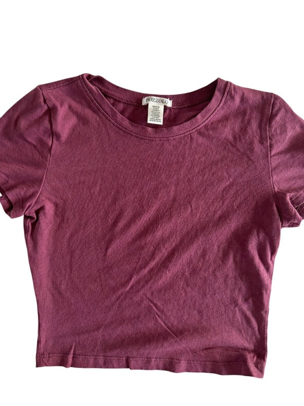 Bozzolo Womens Burgundy Crop Top T-Shirt Cotton Blend M
